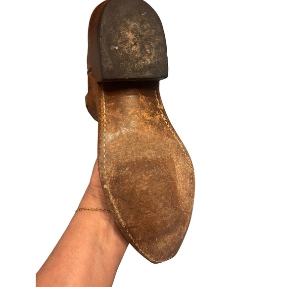 Lucchese 1883 Western Cowboy Boots Women 7.5 B Tan Leather Snip Toe N454054 Good - Picture 4 of 8